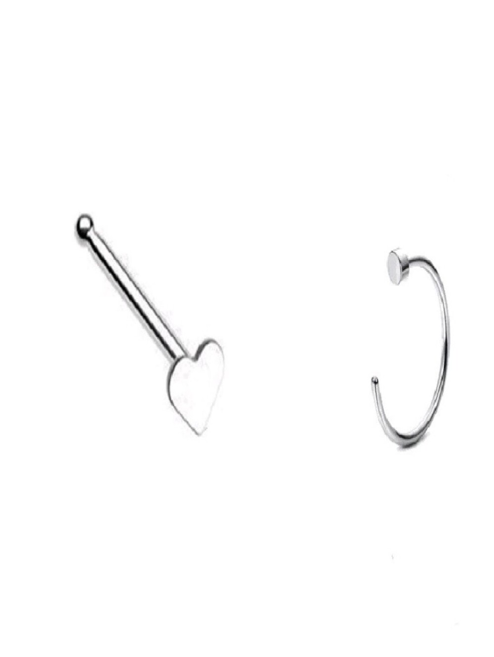 Heart Nose Stud and Hoop Set